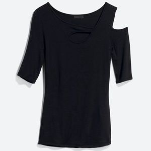 Golden Garima - Asymmetric Cold Shoulder Top-XL